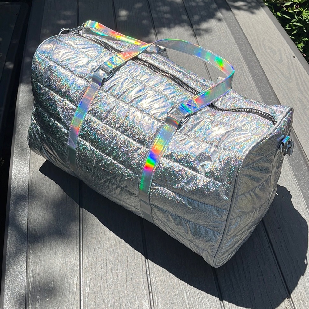 RARE Rainbow Holographic Weekender Duffle Bag